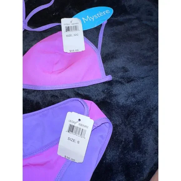 NWT MYSTIQUE LAVENDER BIKINI SMALL BOTTOM 32C TOP